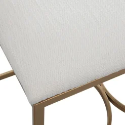 Kirkland's Home Benches & Ottomans-Upholstered Seat And Gold Metal Bench