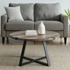 Kirkland's Home Coffee Tables-Urban Rustic Round Coffee Table