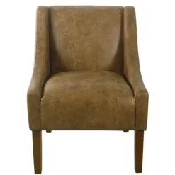 Kirkland's Home Accent Chairs-Vintage Faux Leather Swoop Accent Chair
