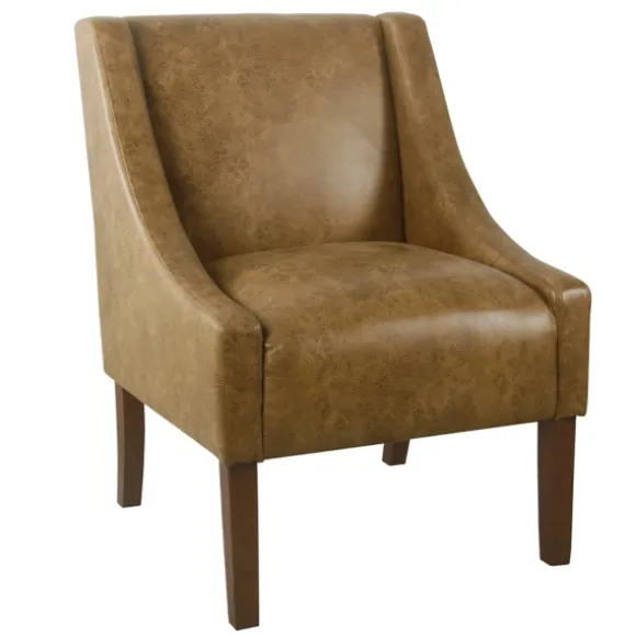 Kirkland's Home Accent Chairs-Vintage Faux Leather Swoop Accent Chair