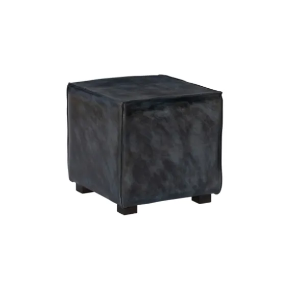 Kirkland's Home Benches & Ottomans-Vintage Finish Leather Cube Ottoman