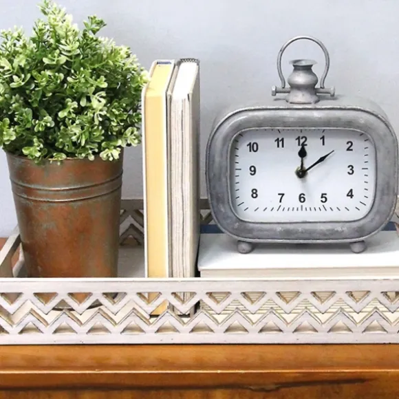 Kirkland's Home Decorative Accents-Vintage Galvanized Tabletop Clock