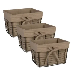 Kirkland's Home Baskets & Boxes-Vintage Wire Baskets With Taupe Liner, Set Of 3
