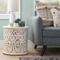 Kirkland's Home Accent & End Tables-Vintage Wood Carved Birds Accent Table