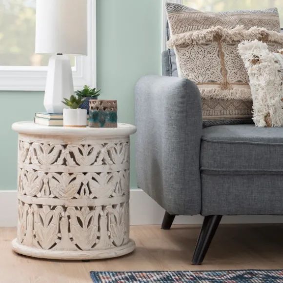 Kirkland's Home Accent & End Tables-Vintage Wood Carved Birds Accent Table