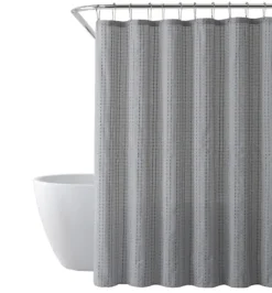 Kirkland's Home Shower Curtains-Waffle Cotton Blend Shower Curtain