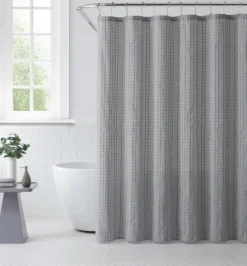 Kirkland's Home Shower Curtains-Waffle Cotton Blend Shower Curtain