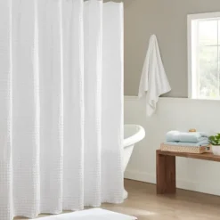 Kirkland's Home Shower Curtains-Waffle Cotton Shower Curtain