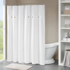 Kirkland's Home Shower Curtains-Waffle Weave Cotton Shower Curtain