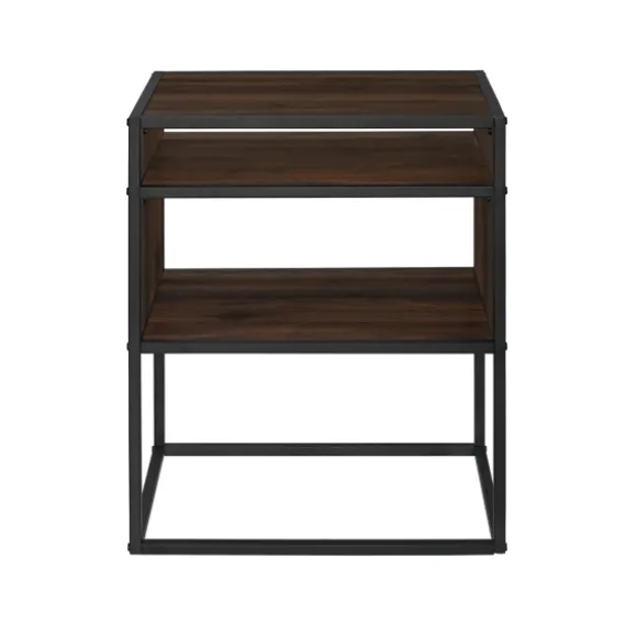 Kirkland's Home Accent & End Tables-Walnut And Metal Mid-Century Modern Accent Table