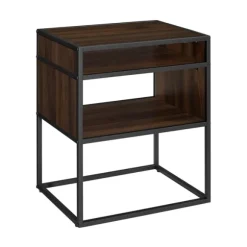 Kirkland's Home Accent & End Tables-Walnut And Metal Mid-Century Modern Accent Table
