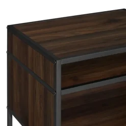 Kirkland's Home Accent & End Tables-Walnut And Metal Mid-Century Modern Accent Table