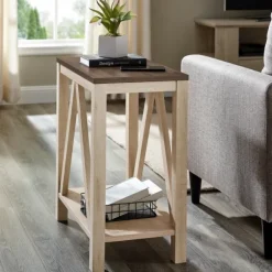 Kirkland's Home Accent & End Tables-Walnut And White Oak Narrow Frame Accent Table
