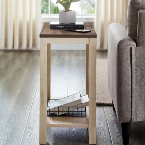 Kirkland's Home Accent & End Tables-Walnut And White Oak Narrow Frame Accent Table