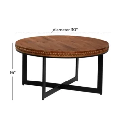Kirkland's Home Coffee Tables-Walnut Beaded Industrial Coffee Table