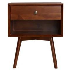 Kirkland's Home Nightstands-Walnut 1-Drawer Mid Century Nightstand