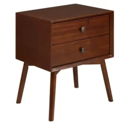 Kirkland's Home Nightstands-Walnut 2-Drawer Mid-Century Modern Nightstand