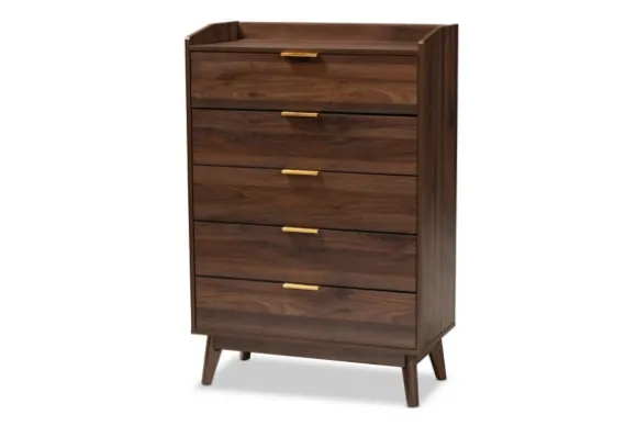 Kirkland's Home Dressers & Chests-Walnut 5-Drawer Wood Chest
