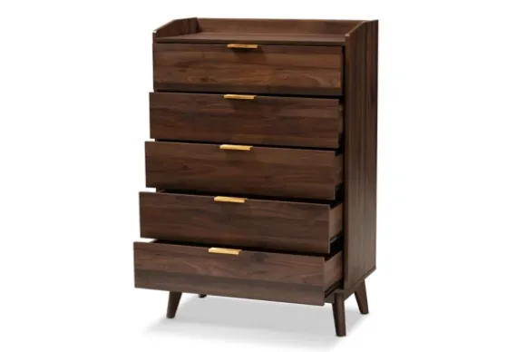 Kirkland's Home Dressers & Chests-Walnut 5-Drawer Wood Chest
