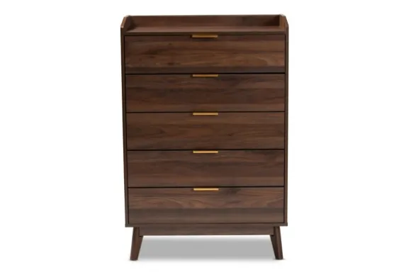 Kirkland's Home Dressers & Chests-Walnut 5-Drawer Wood Chest