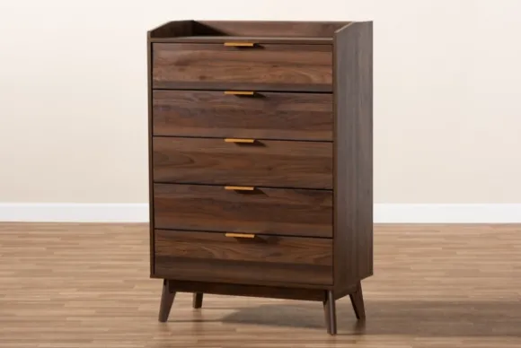 Kirkland's Home Dressers & Chests-Walnut 5-Drawer Wood Chest