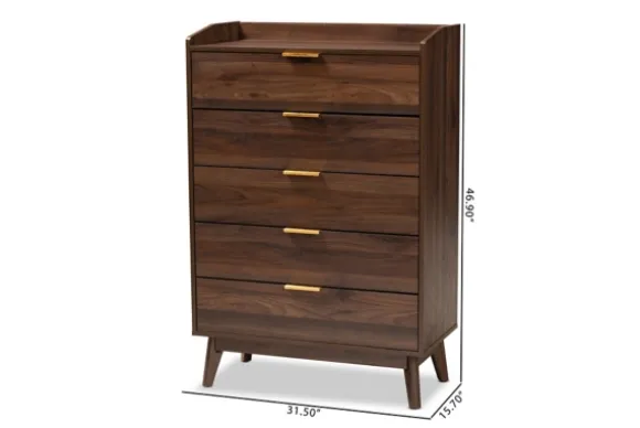 Kirkland's Home Dressers & Chests-Walnut 5-Drawer Wood Chest