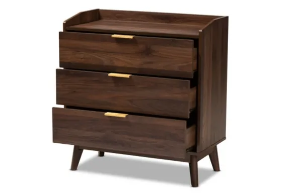 Kirkland's Home Dressers & Chests-Walnut 3-Drawer Wood Chest
