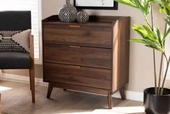 Kirkland's Home Dressers & Chests-Walnut 3-Drawer Wood Chest