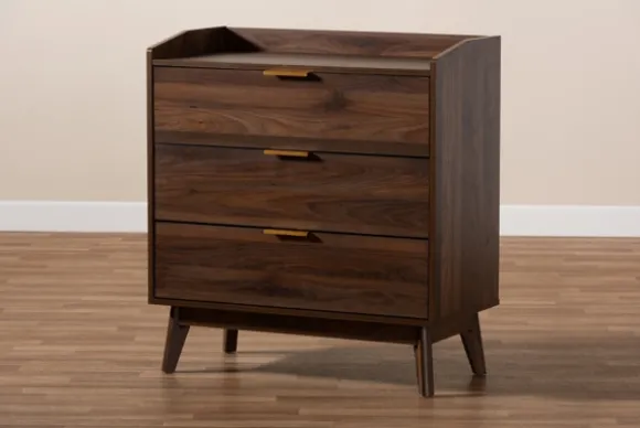 Kirkland's Home Dressers & Chests-Walnut 3-Drawer Wood Chest