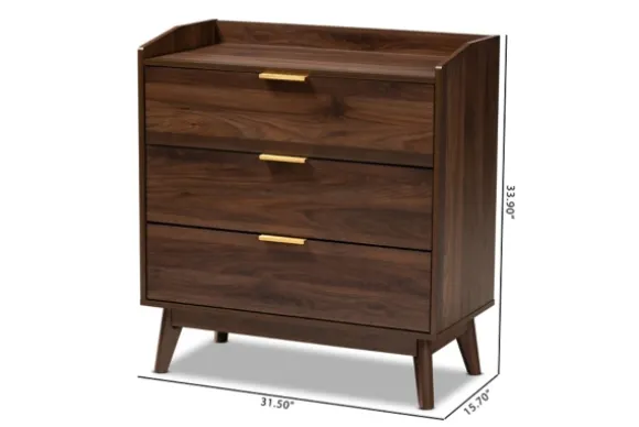 Kirkland's Home Dressers & Chests-Walnut 3-Drawer Wood Chest