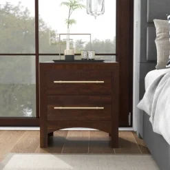 Kirkland's Home Nightstands-Walnut 2-Drawer Wood Nightstand