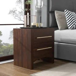 Kirkland's Home Nightstands-Walnut 2-Drawer Wood Nightstand
