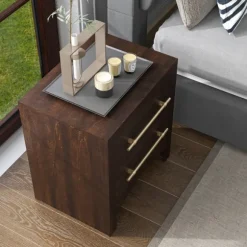 Kirkland's Home Nightstands-Walnut 2-Drawer Wood Nightstand