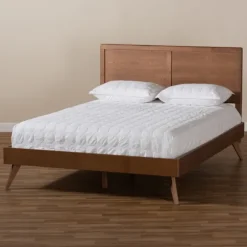 Kirkland's Home Beds & Headboards-Walnut Inset Paneling Platform King Bed