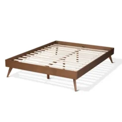 Kirkland's Home Beds & Headboards-Walnut Low Angled Leg King Bed Frame