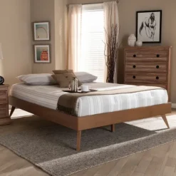 Kirkland's Home Beds & Headboards-Walnut Low Angled Leg King Bed Frame