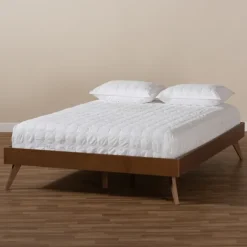 Kirkland's Home Beds & Headboards-Walnut Low Angled Leg King Bed Frame