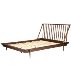 Kirkland's Home Beds & Headboards-Walnut Mid-Century Modern Queen Bed Frame