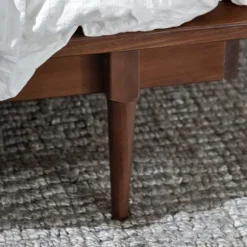 Kirkland's Home Beds & Headboards-Walnut Mid-Century Modern Queen Bed Frame