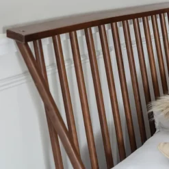 Kirkland's Home Beds & Headboards-Walnut Mid-Century Modern Queen Bed Frame