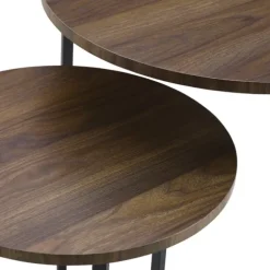 Kirkland's Home Accent & End Tables-Walnut Nesting V-Leg Accent Tables, Set Of 2