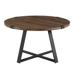 Kirkland's Home Coffee Tables-Walnut Urban Rustic Round Coffee Table