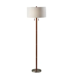 Kirkland's Home Floor Lamps-Walnut Wood And Silver Floor Lamp, 66 In.