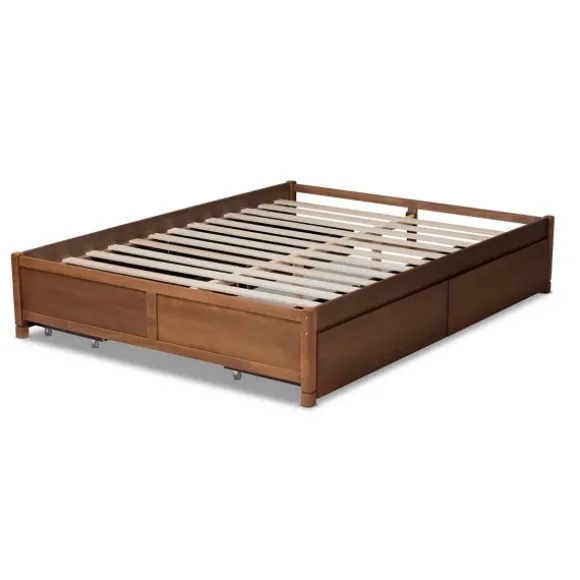Kirkland's Home Beds & Headboards-Walnut Wood 4-Drawer Full Platform Bed