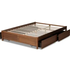 Kirkland's Home Beds & Headboards-Walnut Wood 4-Drawer Full Platform Bed