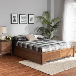 Kirkland's Home Beds & Headboards-Walnut Wood 4-Drawer Full Platform Bed