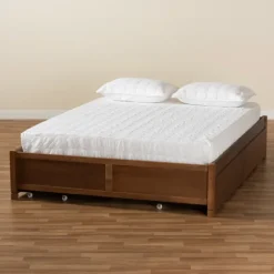 Kirkland's Home Beds & Headboards-Walnut Wood 4-Drawer Full Platform Bed