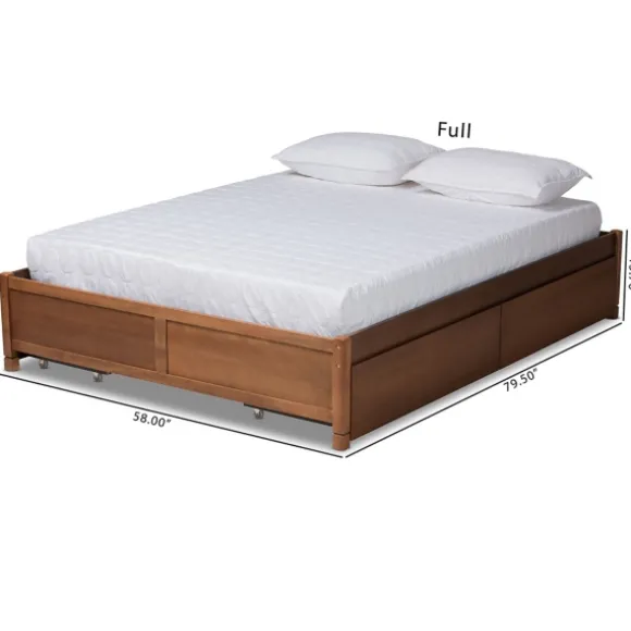 Kirkland's Home Beds & Headboards-Walnut Wood 4-Drawer Full Platform Bed