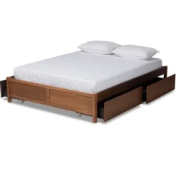 Kirkland's Home Beds & Headboards-Walnut Wood 4-Drawer King Platform Bed