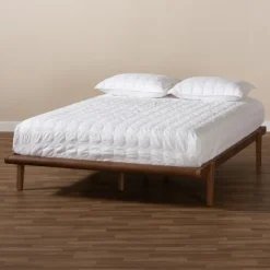 Kirkland's Home Beds & Headboards-Walnut Wood King Platform Bed